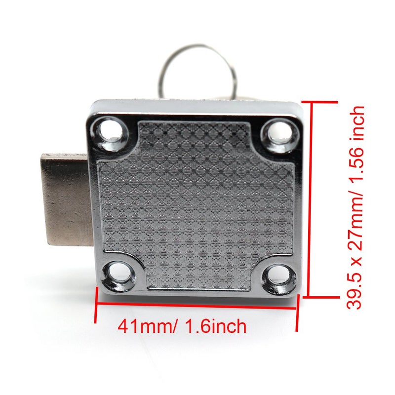LDEXIN Cylinder Cam Lock Furniture Box File Cabinet Desk Drawer Office Deadbolt Square Base Screw Fixed Security Lock Tool Silver Tone with 2Pcs Keys - Image 3